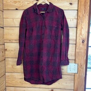 Vintage Obey Women’s Medium Plaid Red‎ Black Mini Dress Tunic Western Farm Work